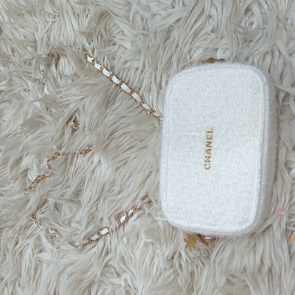 Chanel Gold and White Crossbody Purse Bag